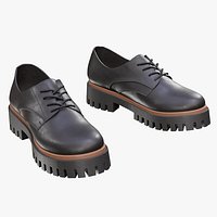 Chunky Leather Derby Shoes 3D Model
