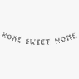 Foil Baloon Words home sweet home Silver 3D model