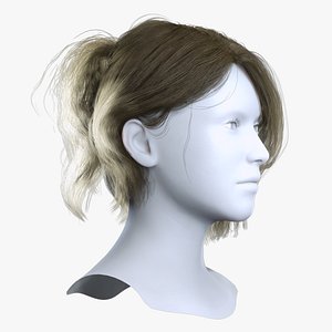 Messy Ponytail Hair Cards MetaHuman Compatible 3D model
