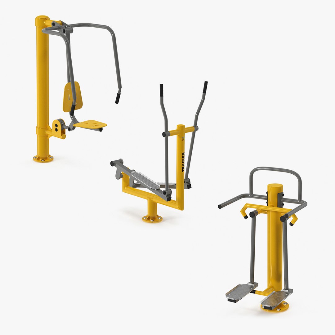 Outdoor Fitness Equipment Collection 3D model preview