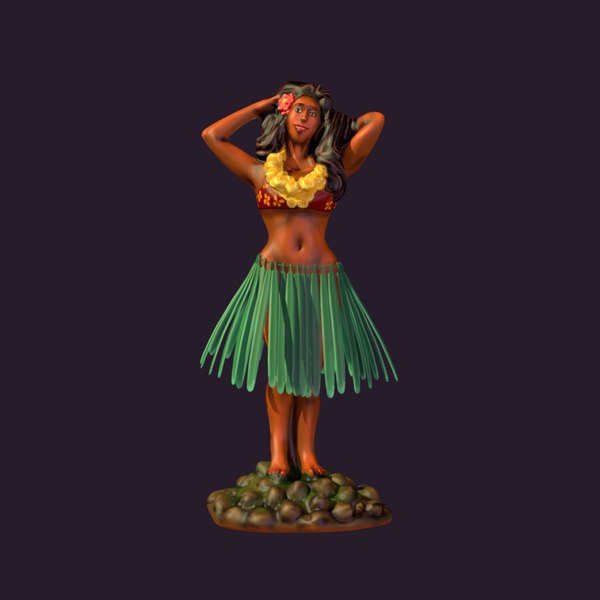 3d model dashboard hula girl