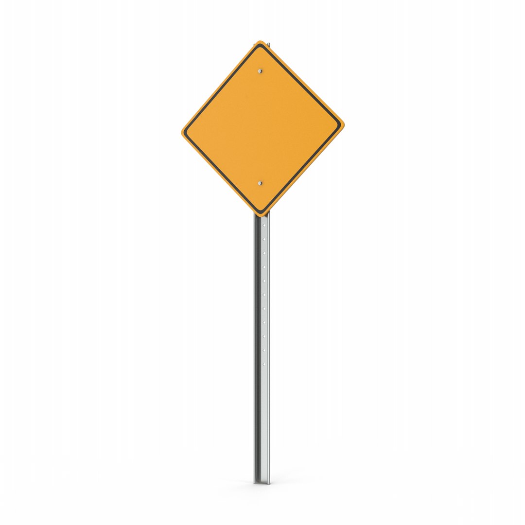 3D Yellow Road Sign Post - TurboSquid 2005959