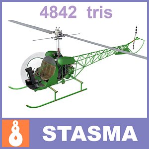 3d helicopter bell 47
