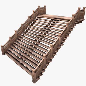 3D Large Medieval Wooden Staircase