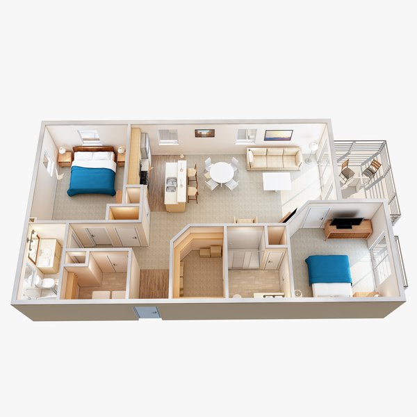 3d lighting floor plan scene