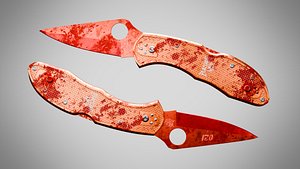 Knife 9 Lava Red  FT With Blood 3D