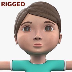 Cartoon Kid Character Nico With Rig model