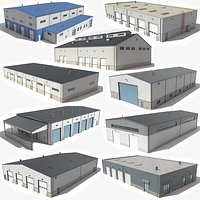10 Industrial Buildings Collection PBR Low Poly