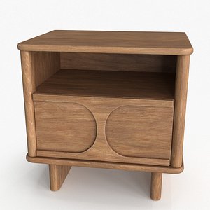 3D model Wes Wood Nightstand With Drawer