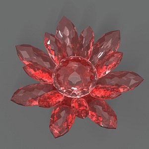 Glass Flower Showpiece Red 3D model