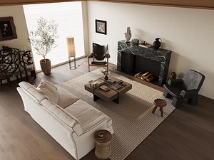 3D model Wabi-Sabi Living Room Interior
