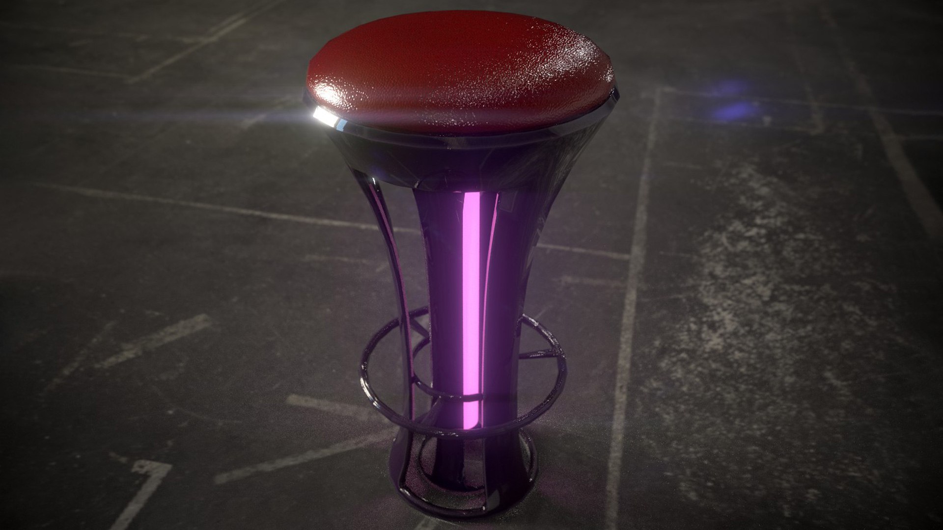 Lowpoly scifi bar stool chair PBR game ready 3D model 3D model