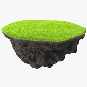 3D Round Soil Ground Cross Section with Green Grass Fur model