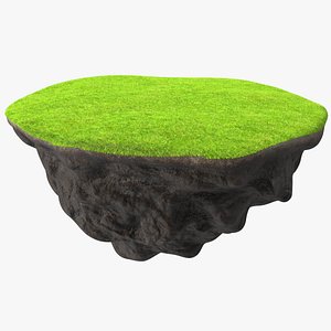 Round Soil Ground Cross Section with Green Grass Fur