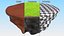 Round Soil Ground Cross Section with Green Grass Fur