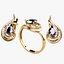 7mm Sapphire Pears Gold Ring and Earrings Set