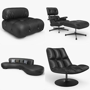 3D Black Seating Collection - PBR