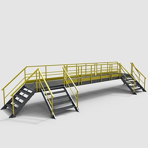 3D Industrial Stairs Bridge model