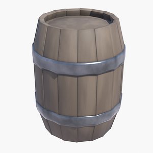 3D Low Polly Wooden Barrel