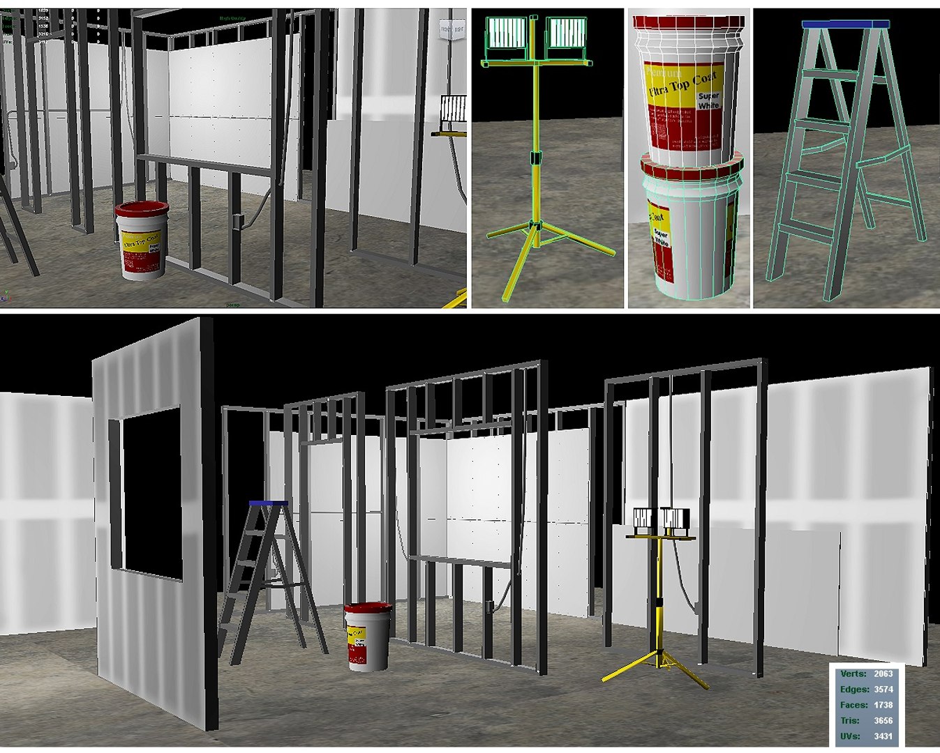 Dry Wall Construction Set 3D Model - TurboSquid 1259767