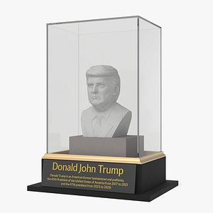 Plaster Bust of Trump behind Protective Glass 3D