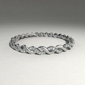 3d silver bracelet diamond cuts