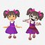 Cute and Creepy Cartoon Girl Pack Low-poly 3D model