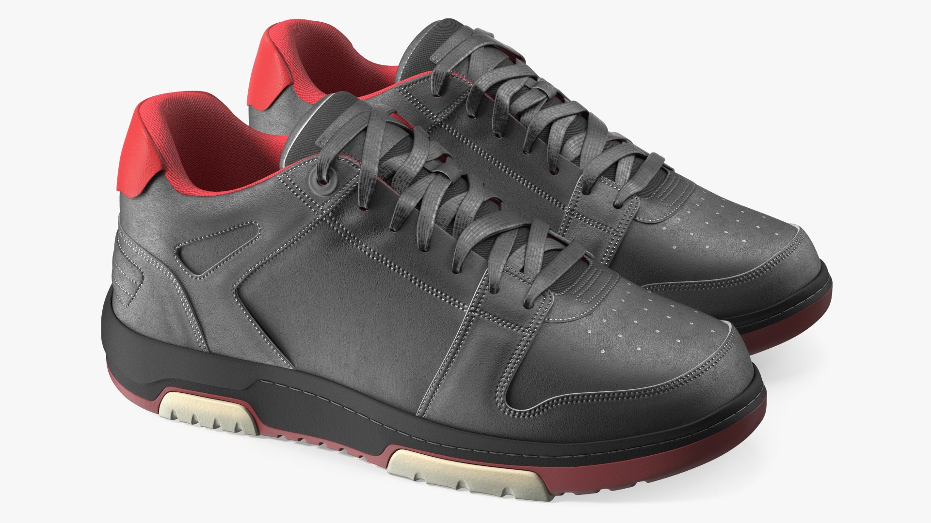 Leather Sports Sneakers 3D model preview