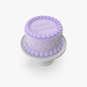 3D Purple Birthday Cake