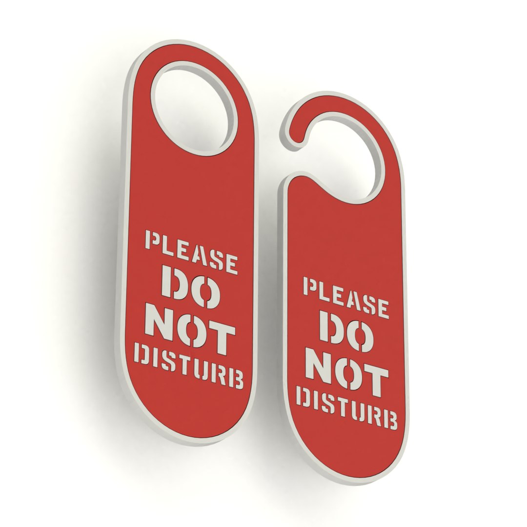 Printable Do Not Disturb Door Hanger-SET 2 3D Model - TurboSquid 1862476