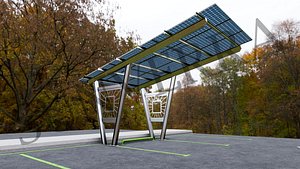 Lowpoly Solar Carport-V Types-Steel Structure 3D