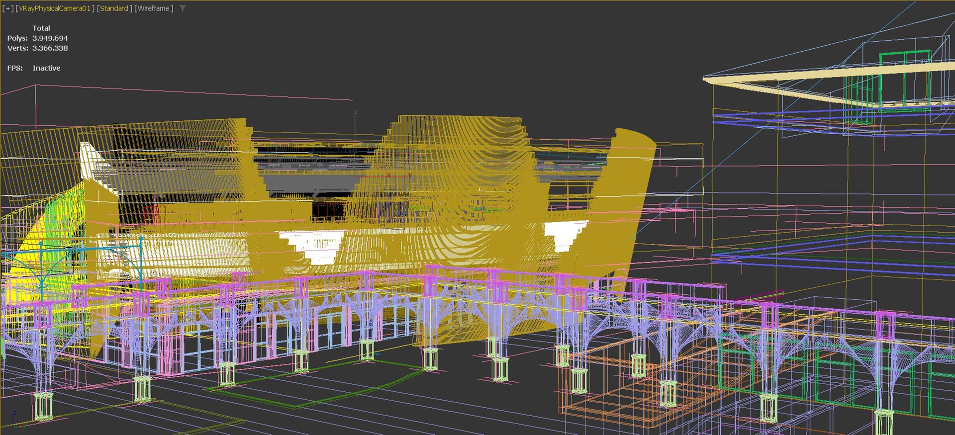 3D Modern Theater Architectural Structure With Square And Arched ...