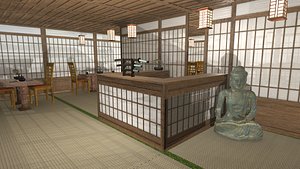 japanese cafe modular interior room model