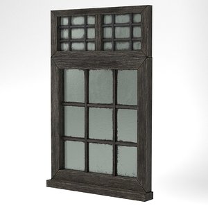 medieval glass window double 3D model