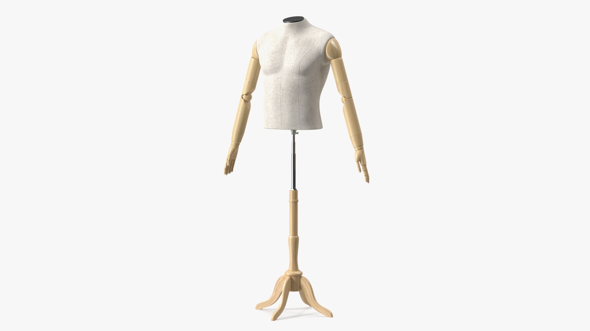 Male Flexible Half Body Mannequin Torso with Wooden Base Headless 3D model preview