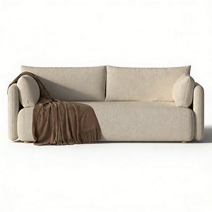 3D model Modern Fabric Loveseat Sofa Minimal Living Room Couch 3D Model