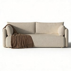 Modern Fabric Loveseat Sofa Minimal Living Room Couch 3D Model
