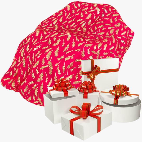 Santa Bag and Gift Boxes Collection V9 3D