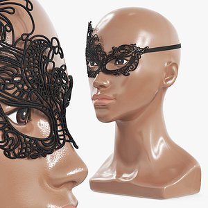 3D Gothic Lace Masquerade Mask on Mannequin model