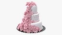 Multilevel Pink Wedding Cake with Flowers