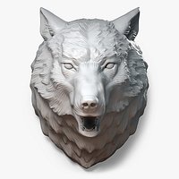 Wolf Head Sculpture Angry