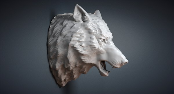 max wolf head sculpture