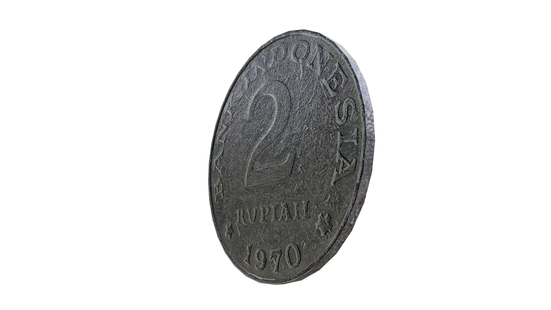3D Indonesian 2 Rupiah Coin 1970 Vintage Currency Design - TurboSquid ...