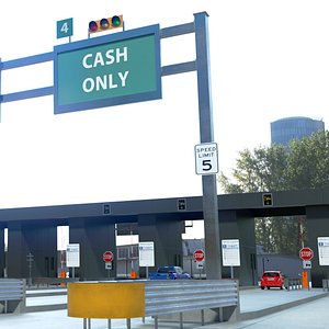 Three Lane Autobahn Checkpoint with Traffic