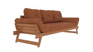 Sofa with a velor cover 3D model