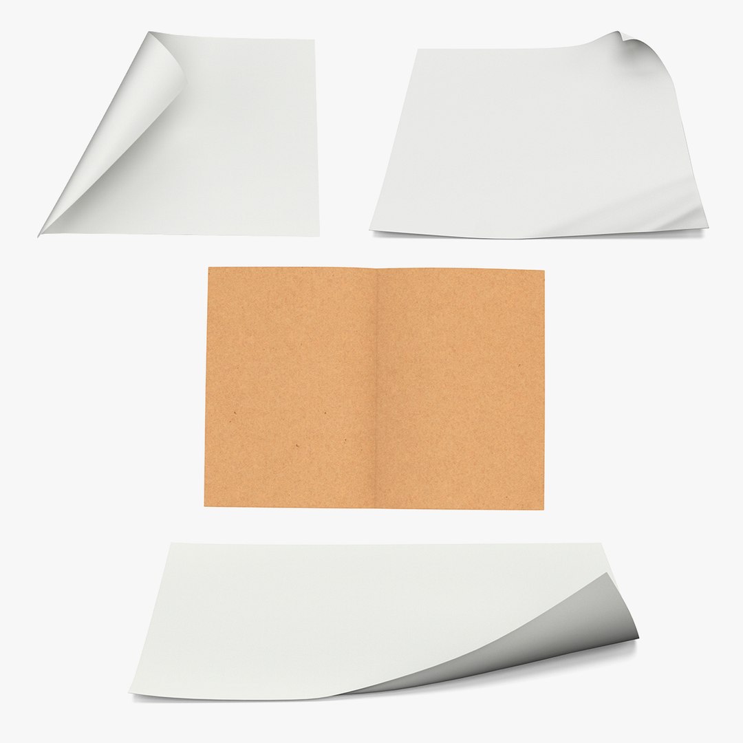 Curled Paper Sheets Collection 2 3D model preview