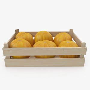 3D model melon wooden crate