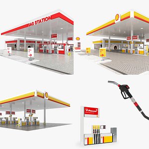 3D model Gas Station Collection