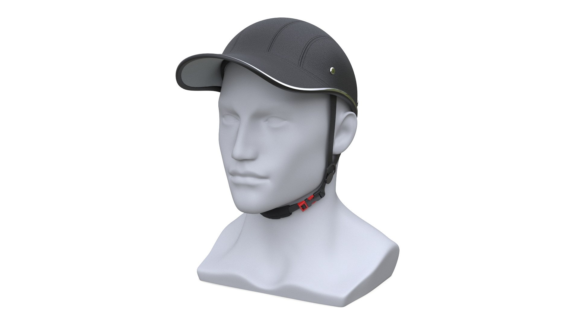 Leather Baseball Cap Safety Helmet on Mannequin 3D model preview
