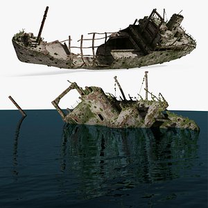 3D Sunken Vessel Underwater Hull model